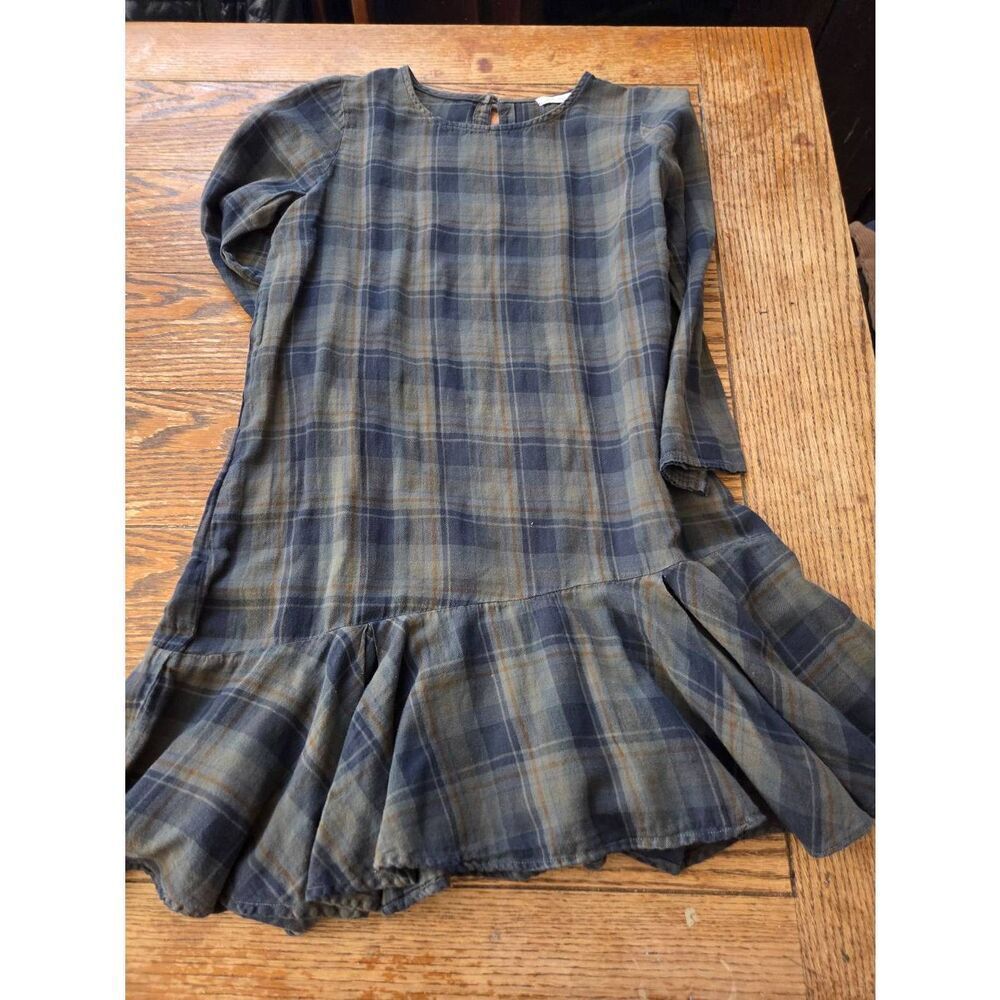 CP Shades Free people cotton linen plaid asymmetrical dress sz Small